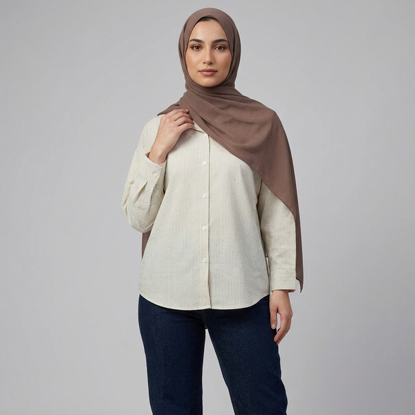 شومیز زنانه راه راه نگین دار
