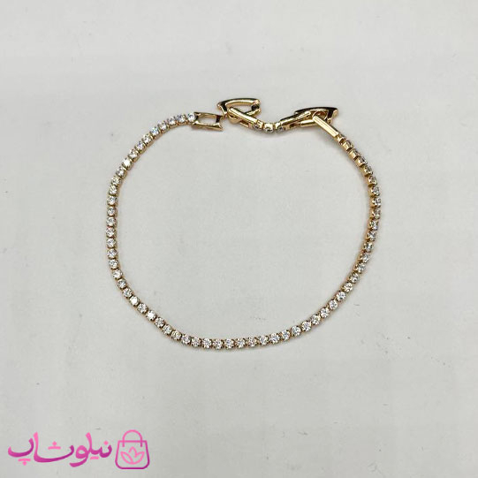 دستبند زنانه ژوپینگ ظریف طرح تنیسی نگین سفید کد 3591