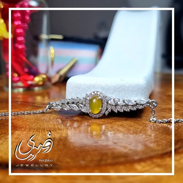 خرید دستبند نقره زنانه شرف الشمس طرح مروارید 