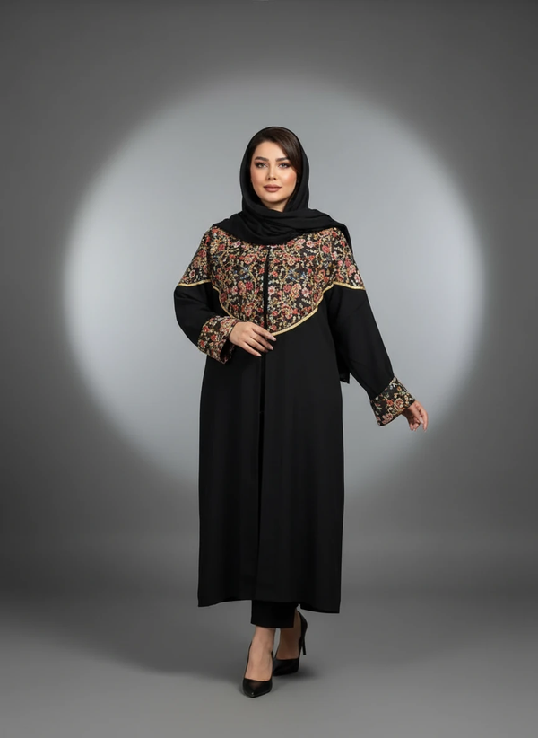 مانتو زنانه بلند سوزندوزی جلوبسته مرویجت