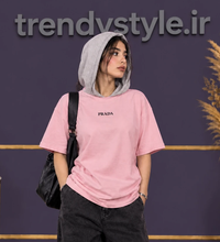 خرید  هودی دورس کلاه دوبل ملانژ دخترانه لش PRADA جنس دورس دو نخ 