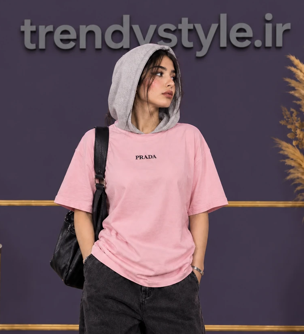 خرید  هودی دورس کلاه دوبل ملانژ دخترانه لش PRADA جنس دورس دو نخ 