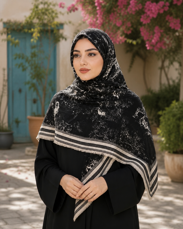 خرید روسری جنگل مه‌آلود جنس مودال وارداتی  قواره ۱۳۵ 