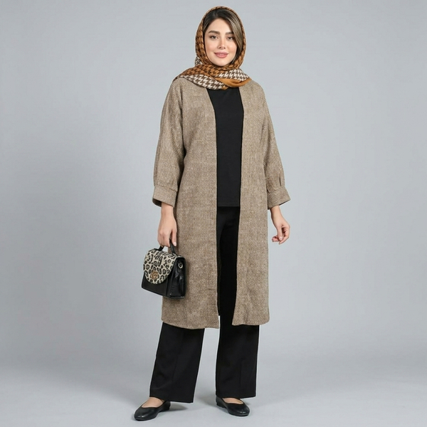 مانتو زنانه موهر بیسکویتی پاییزی کد 85