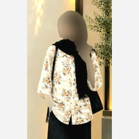 شومیز مانتویی جلو زیپ کیمونو الیزه رنگ کرم فری سایز