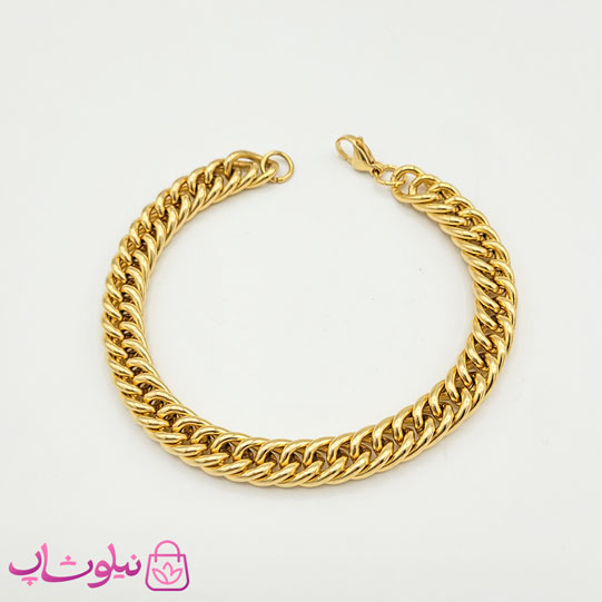 خرید  دستبند مردانه زنجیری مدل کارتیه استیل طلایی 