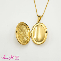 گردنبند لاکت بیضی طرح گل طلایی کد 210