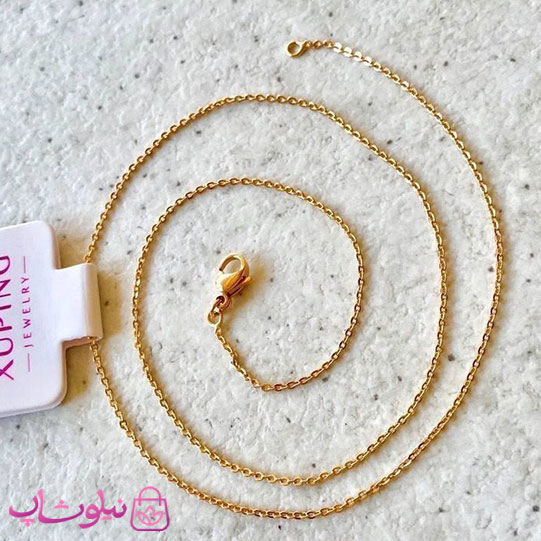 خرید  زنجیر زنانه ژوپینگ طلایی مدل دیپلمات 45 سانت 