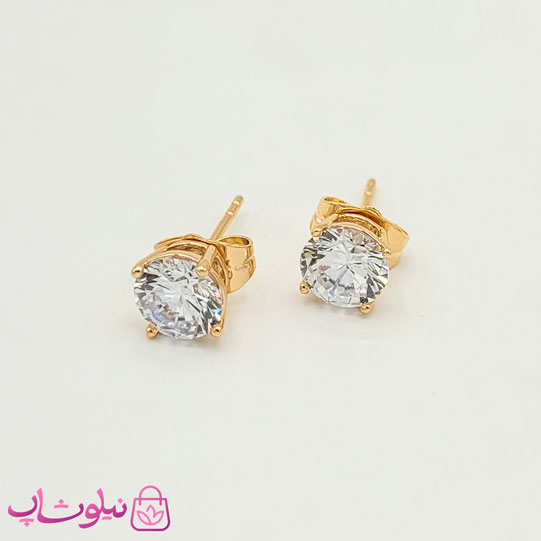 خرید گوشواره دخترانه میخی ژوپینگ طلایی سفید