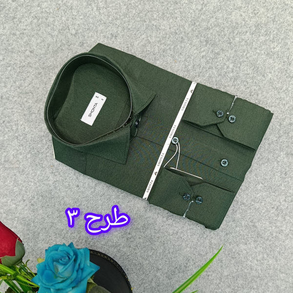 پیراهن استین بلند مردانه تک رنگ قواره رسمی_ پارچه فلورا کد B312