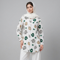 مانتو زنانه لینن طرح دار پازل کد 205