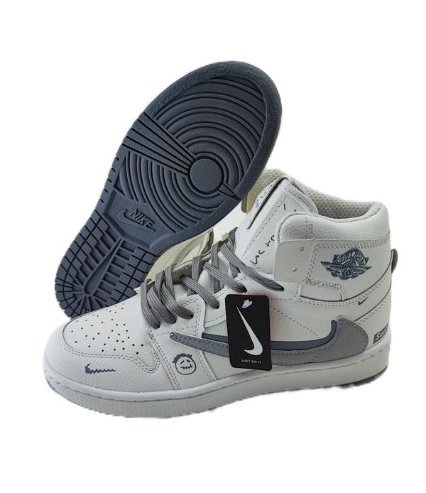 کفش اسپرت زنانه و پسرانه مدل نایکی تراویس ساقدار nike Travis سفید طوسی