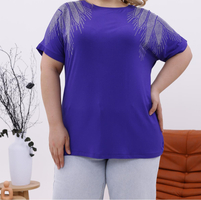 بلوز زنانه ویسکوز نگین دار طرح بال فرشته کد 55