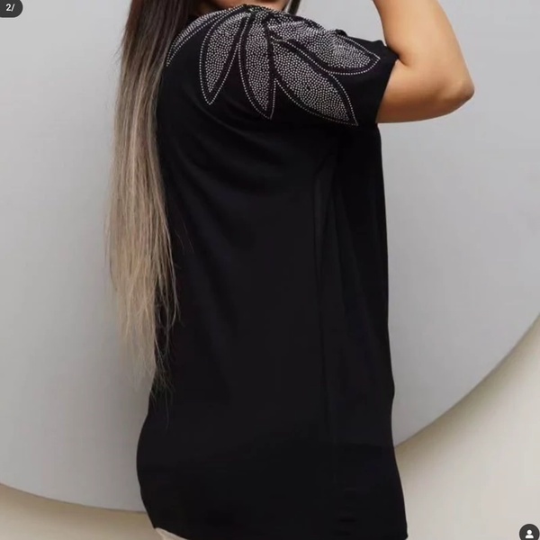بلوز زنانه ویسکوز نگین دار طرح بال فرشته کد 55