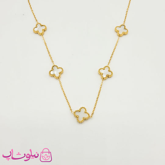 خرید گردنبند دخترانه مدل ونکلیف سفید