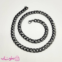 خرید  زنجیر مردانه کارتیه مشکی استیل 60 سانت عرض 1 سانت 