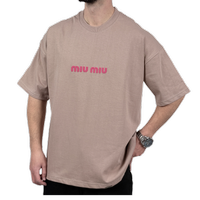 تیشرت آستین کوتاه مردانه کرم دونخ مدل MIU MIU