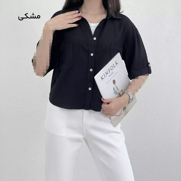 خرید شومیز زنانه دو جیب لیننب 
