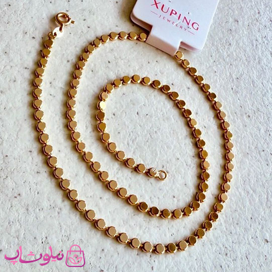 خرید زنجیر زنانه ژوپینگ مدل دایره های تخت (پولکی) طول 45 سانت 3 میل