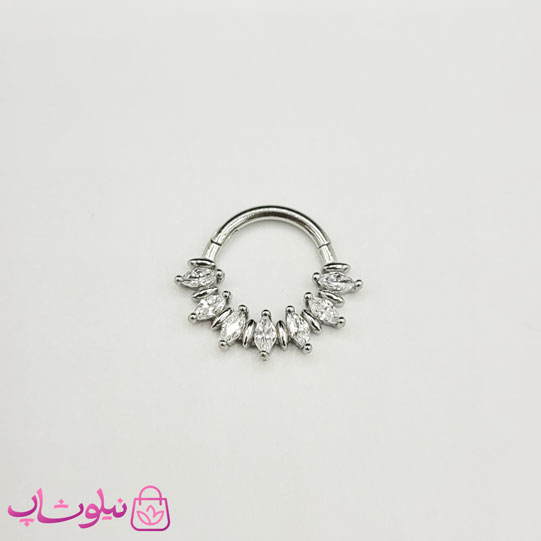 خرید  پیرسینگ دیث گوش یا سپتوم بینی مدل نگینهای سفید اشکی 