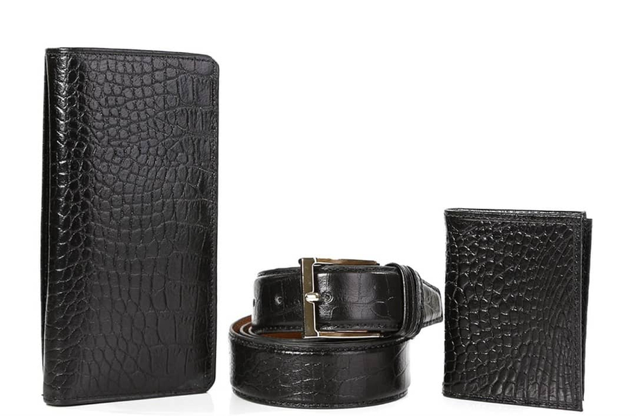 ست مردانه چرم طبیعی/croco12