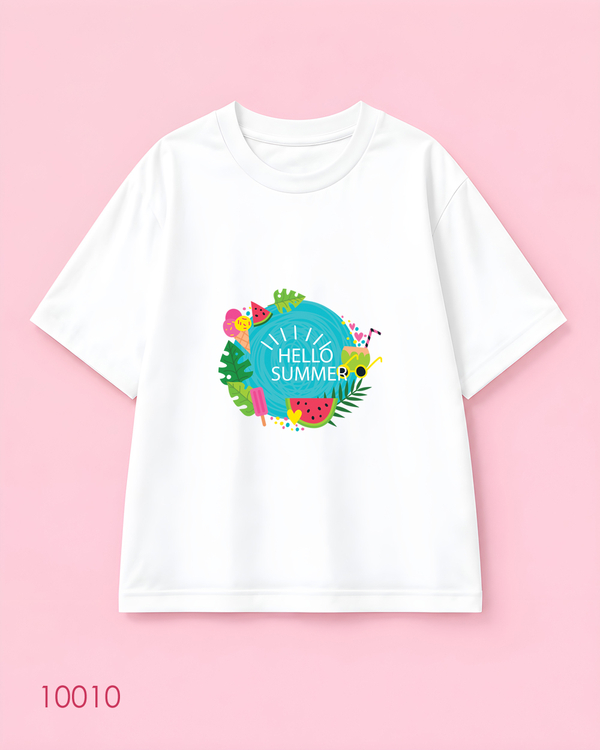 خرید  تیشرت اورسایز طرح Hello Summer استوایی 