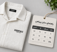 پیراهن باکسی آستین بلند مردانه پارچه بوکله سفید با چاپ مینیمال / اورجینال دیلم کد 9386