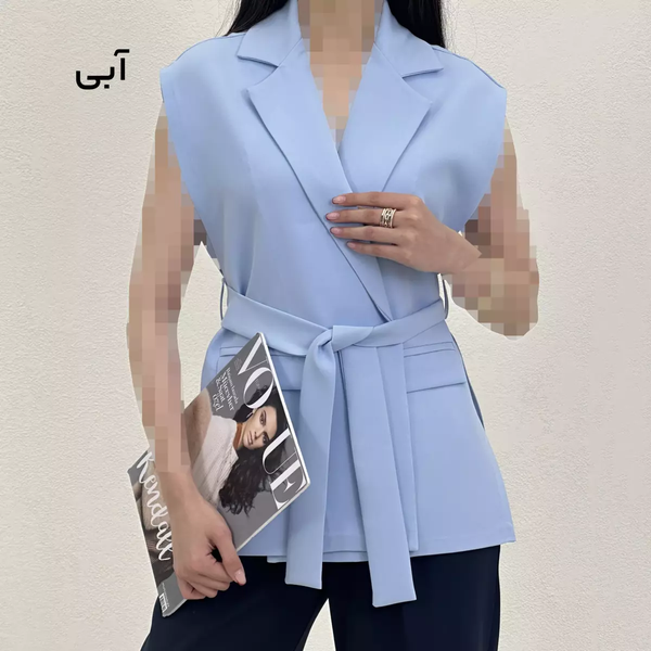 خرید وست یقه انگلیسی کرپ مازراتی (آبی) 