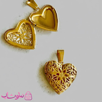 خرید  گردنبند لاکت عکس مدل قلب طلایی طرحدار 
