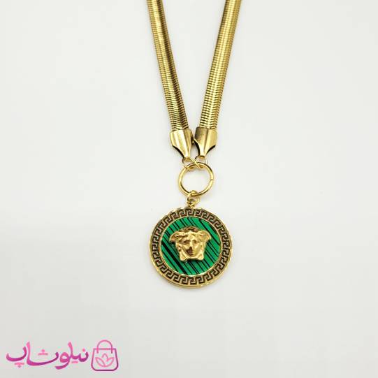 خرید  گردنبند زنانه ورساچه سبز با زنجیر هرینگبون 