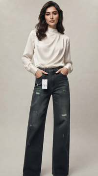 شلوار جین  نیم بگ زنانه  ZARA |   کد  BSA-002 | رنگ طوسی  تینت  فسفری