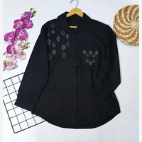 خرید شومیز محرمی گلدوزی مشکی مدل تندیس جنس صوفیا فری سایز 