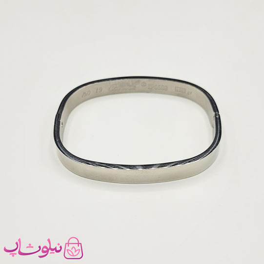 دستبند مردانه مدل کارتیه مربعی استیل نقره ای رنگ کد 450