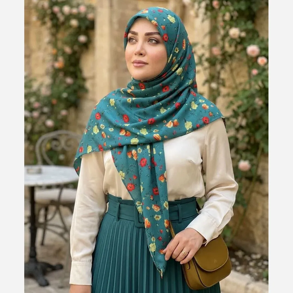 خرید روسری نخ کاستوم سیتو طرح رزایه قواره بزرگ 140 سانتی متری 