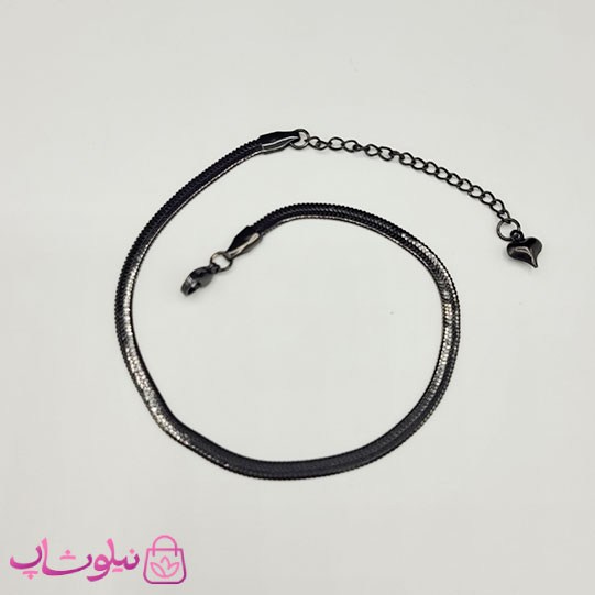 خرید پابند زنانه مدل هرینگبون مشکی استیل 4 میل