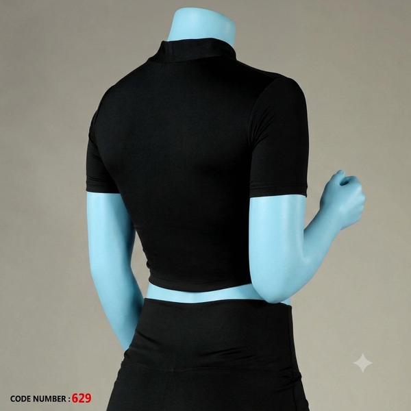 کراپ ورزشی زنانه جلو زیپدار کد629 مدل ریوال