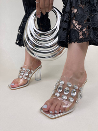 صندل پاشنه دار زنانه رو تلقی نگین دار کد 966