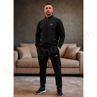 خرید گرمکن و شلوار ماراتن استرج شمعی مردانه سایز بزرگ رنگ مشکی 