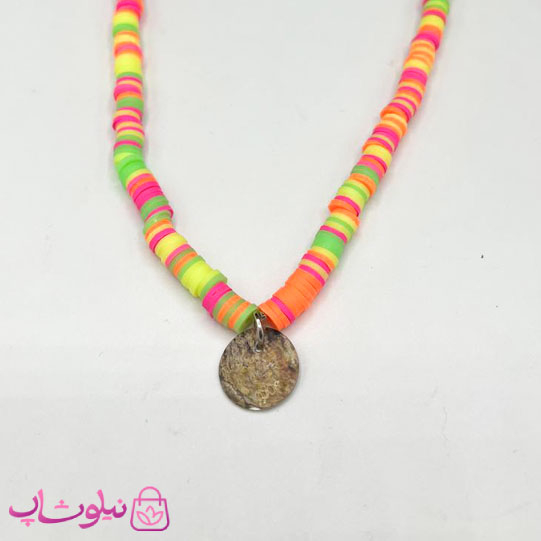 خرید  گردنبند زنانه فیمو با رنگ نارنجی زرد سبز 