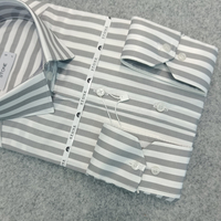 پیراهن مردانه راه راه استین بلند پارچه ترک سایز M تا 2XL | پیراهن طرحدار آستین بلند مردانه قواره آزاد | پیراهن آستین بلند مردانه راه راه  قواره کلاسیک