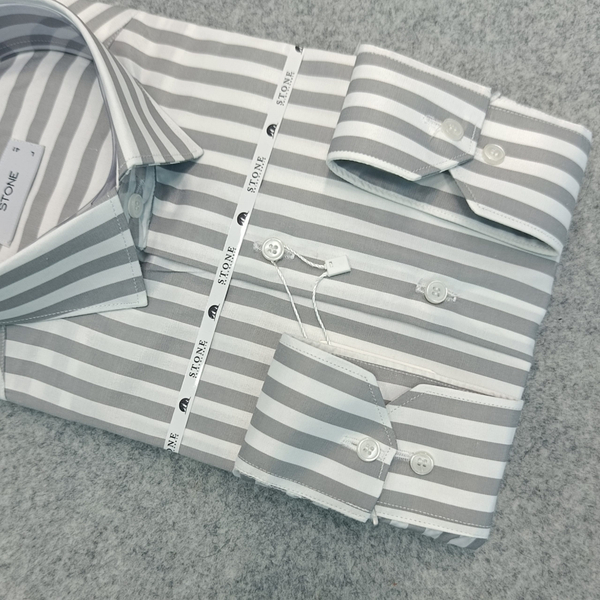 پیراهن مردانه راه راه استین بلند پارچه ترک سایز M تا 2XL | پیراهن طرحدار آستین بلند مردانه قواره آزاد | پیراهن آستین بلند مردانه راه راه  قواره کلاسیک