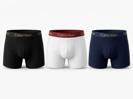 خرید پک ۳ عددی شورت مردانه نیمپا کلوین کلین (Calvin Klein) مشکی، سفید و سرمهای