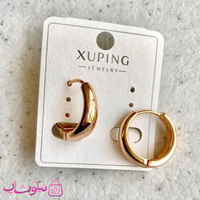 گوشواره زنانه حلقه ای ژوپینگ طلایی مدل کلاسیک کد 2591
