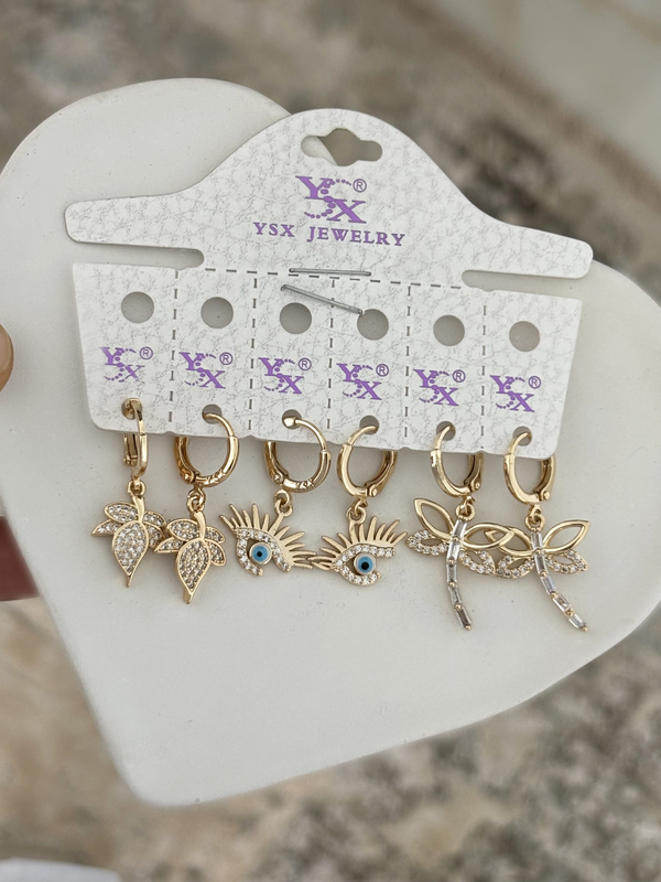 پک گوشواره دخترانه حلقه ای آویز