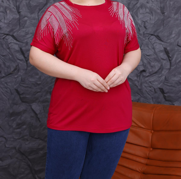 بلوز زنانه ویسکوز نگین دار طرح بال فرشته کد 55