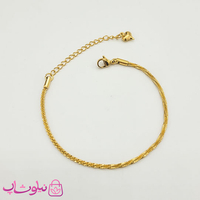 خرید  دستبند زنانه مدل زنجیر خاویاری استیل طلایی 