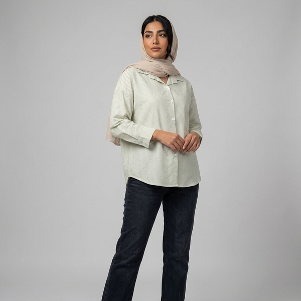 شومیز زنانه راه راه نگین دار