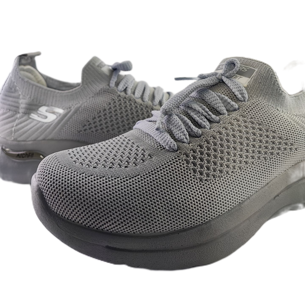 کفش اسپرت و روزمره زنانه و پسرانه برند اسکچرز Skechers مدل بافتی بندی طوسی کد 237