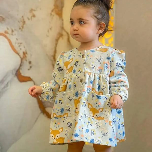 خرید سارافون دخترانه کبریتی طرح آهو بهاره سایز 3 (4 تا 6 سال) 