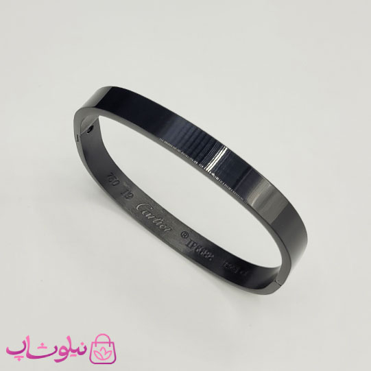 خرید  دستبند مردانه مدل کارتیه مربعی استیل فول مشکی 